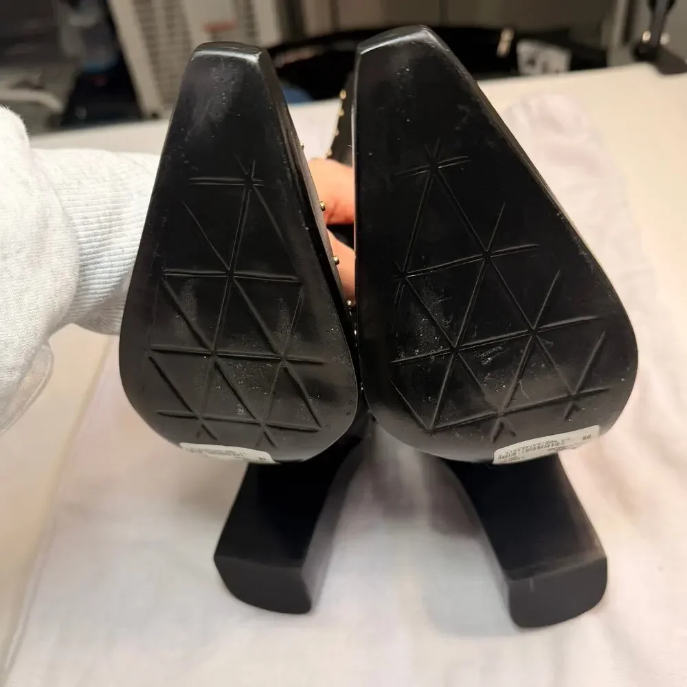 Schutz Raffaela Studded Pointed Toe Bootie Black Leather Size 8 NWT Grunge